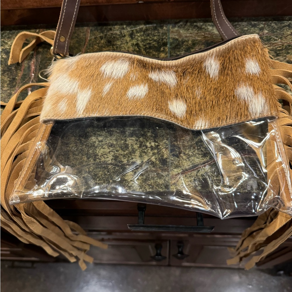 Crossbody western fringe clear bag